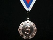 Медаль с лентой "Россия"  1/2/3место З/C/Б   d-6,5см